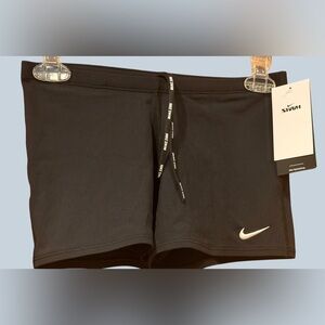 Nike Black Swim Trunks with White Swoosh Detail